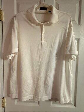 G/FORE Men's XXL Solid White Knit Short Sleeve Polo Collared Button Front